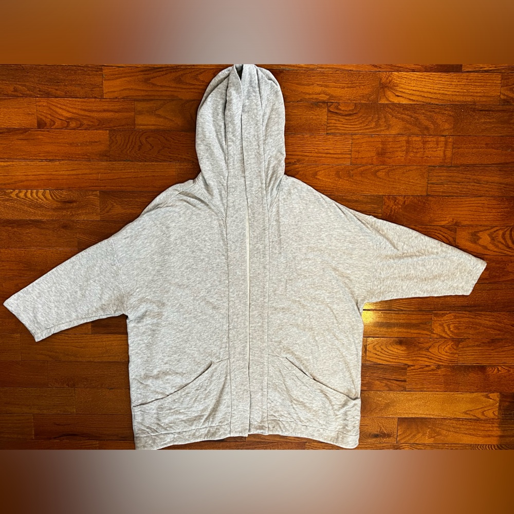 Eileen Fisher Organic Cotton Hooded Cardigan Grey XL Great Condition